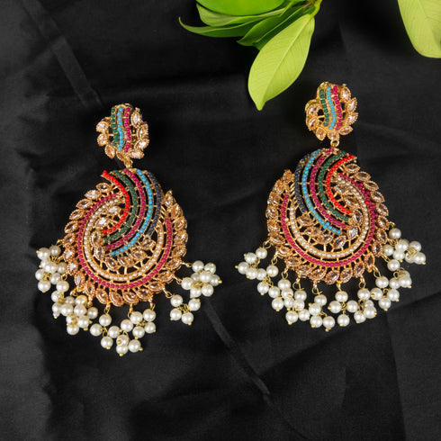 Naurattan Pearl Mala Jhumka set D291-2